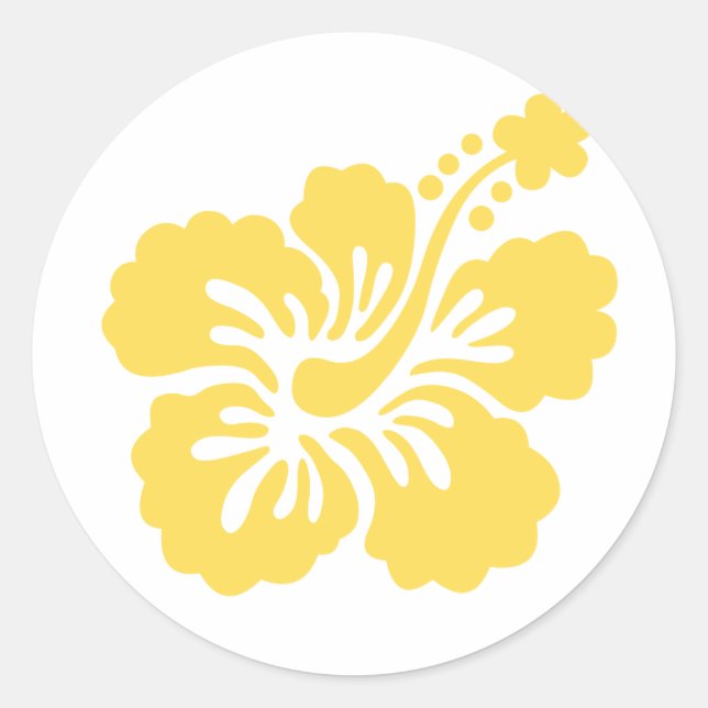 Sticker Rond fleur d'hibiscus jaune 16 (Devant)