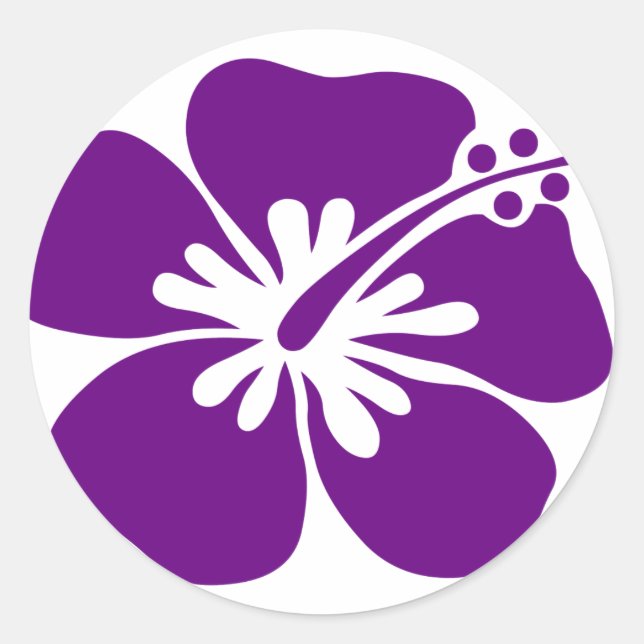 Sticker Rond fleur d'hibiscus pourpre aloha (Devant)