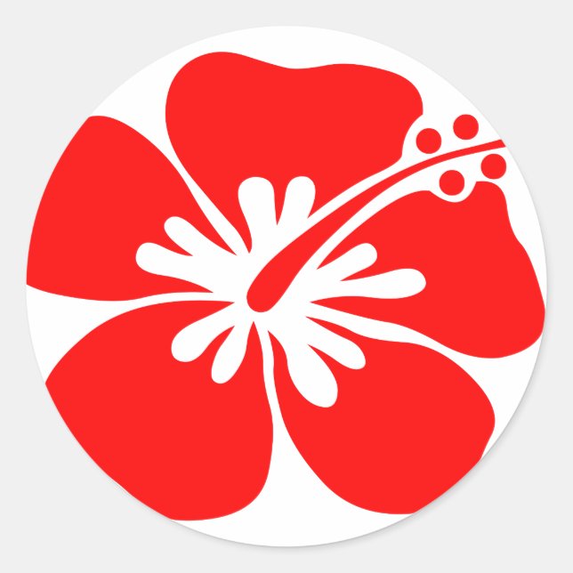 Sticker Rond Fleur d'hibiscus rouge (Devant)
