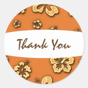 Sticker Rond Fleur d'Hibiscus Tropical Rétro Vintage Cadeau de 