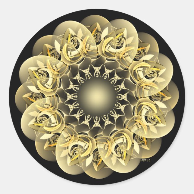 Sticker Rond Fleur d'or (Devant)