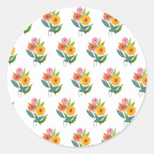 Sticker Rond Fleur Fleur sauvage artistique Zinnia