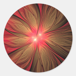 Sticker Rond Fleur fractale de fansy rouge