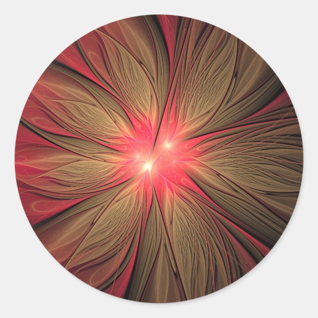 Sticker Rond Fleur fractale de fansy rouge (Devant)