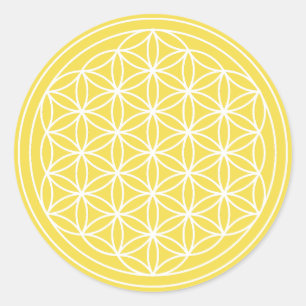 Sticker Rond Fleur jaune d'autocollant de la vie