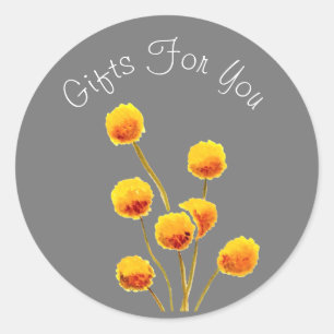 Sticker Rond Fleur jaune design Cadeau marque d'entreprise