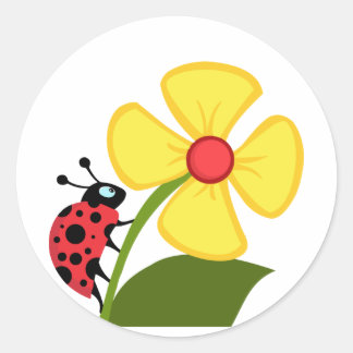 Sticker Rond Fleur Ladybug