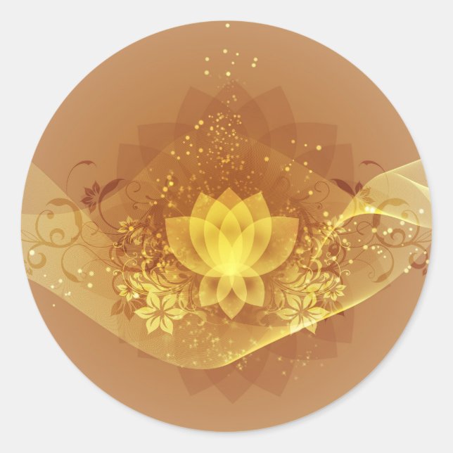 Sticker Rond Fleur Lotus Or (Devant)
