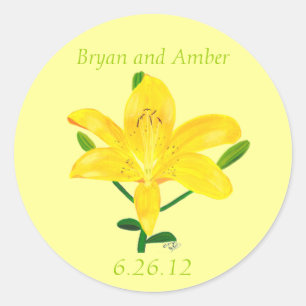 Sticker Rond Fleur Lys Jaune, Enregistrer la date Marche autoco