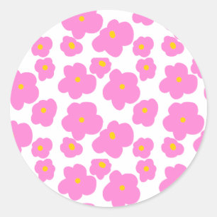 Sticker Rond Fleur marguerite rose jaune moderne motif élégant