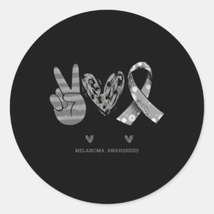 Sticker Rond Fleur Melanoma Ruban Peace Love Cure
