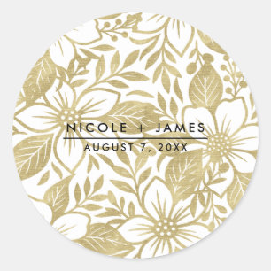 Sticker Rond Fleur Moderne Dorée en Fleur