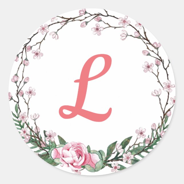 Sticker Rond Fleur Monogramme (Devant)