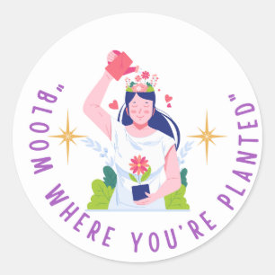 Sticker Rond Fleur où vous êtes planté
