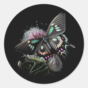Sticker Rond fleur-papillon