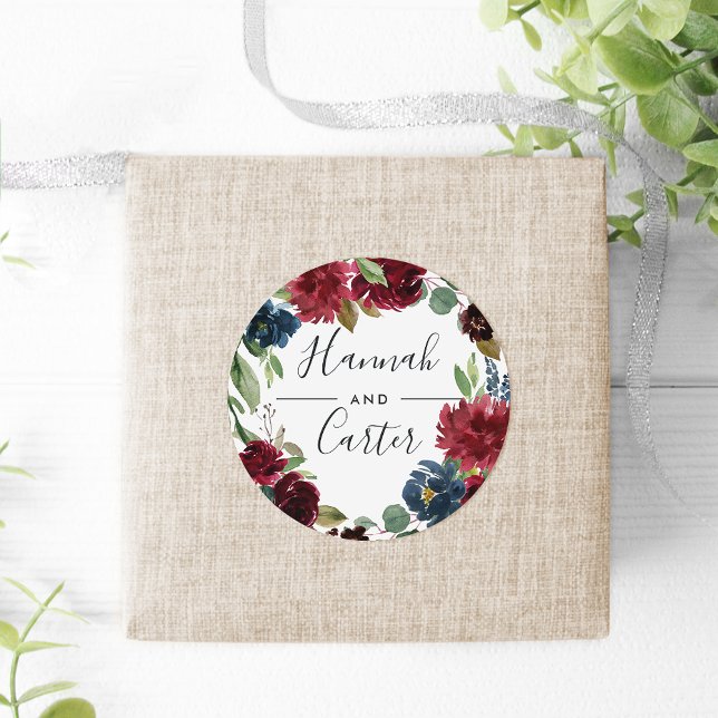 Sticker Rond Fleur radieuse | Mariage de couronne botanique (Créateur téléchargé)