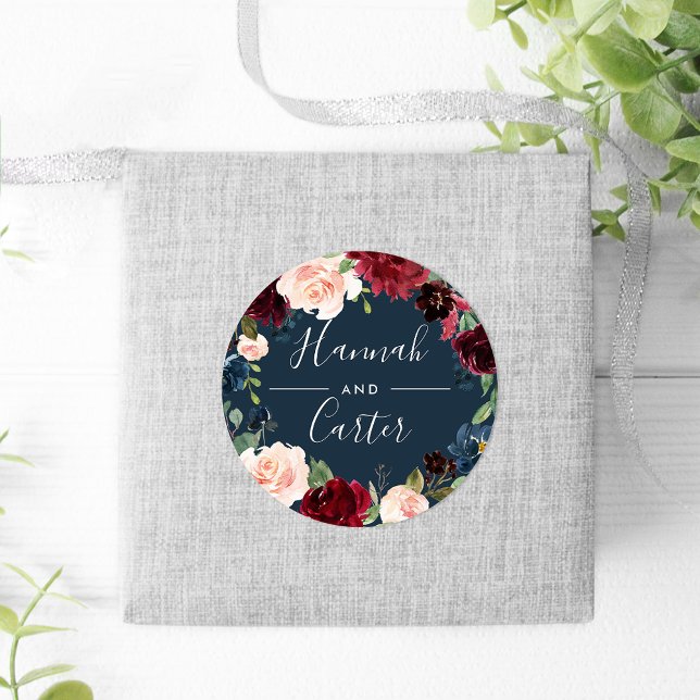 Sticker Rond Fleur radieuse | Mariage de couronne botanique (Créateur téléchargé)