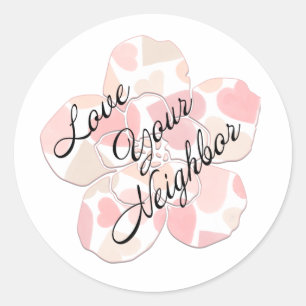 Sticker Rond Fleur remplie de cœur Amour pour votre voisin