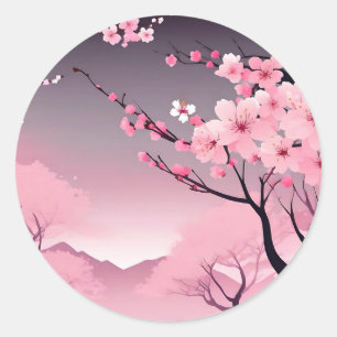 Sticker Rond Fleur romantique de cerise