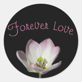 Sticker Rond Fleur rose