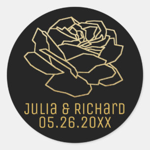 Sticker Rond Fleur Rose d'or faux avec des noms