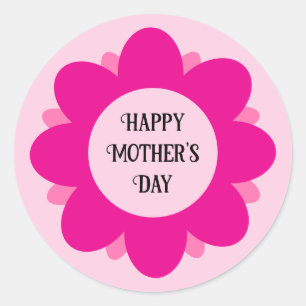 Sticker Rond Fleur rose mignonne design Bonne fête des mères