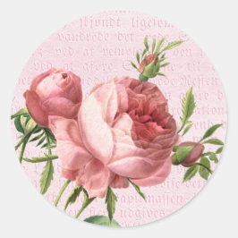 Sticker Rond Fleur rose rose pastel florale