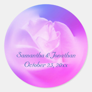 Sticker Rond Fleur Rose teintée Mariage personnalisé