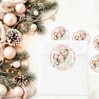 Sticker Rond Fleur rose vintage personnalisable plat