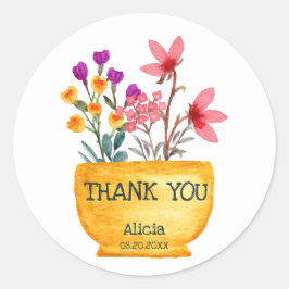 Sticker Rond Fleur sauvage aquarelle sur Merci