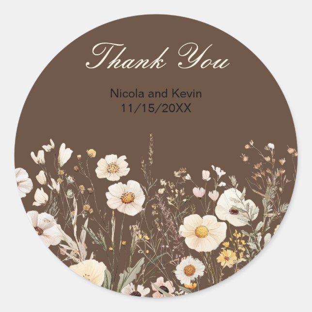 Sticker Rond Fleur sauvage Automne Automne Automne Floral Maria (Devant)