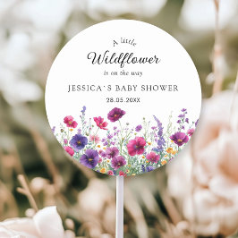 Sticker Rond Fleur sauvage, Baby shower à fleurs violettes