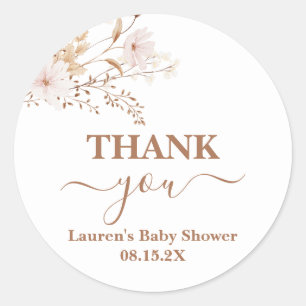 Sticker Rond Fleur sauvage Baby shower Girl Classic Round Stick