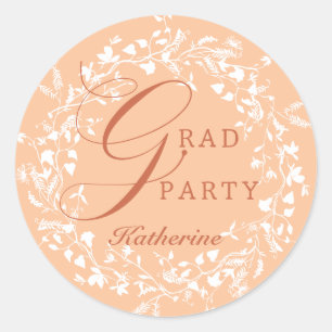 Sticker Rond Fleur sauvage blanc Peach Fuzz Wreath Graduation