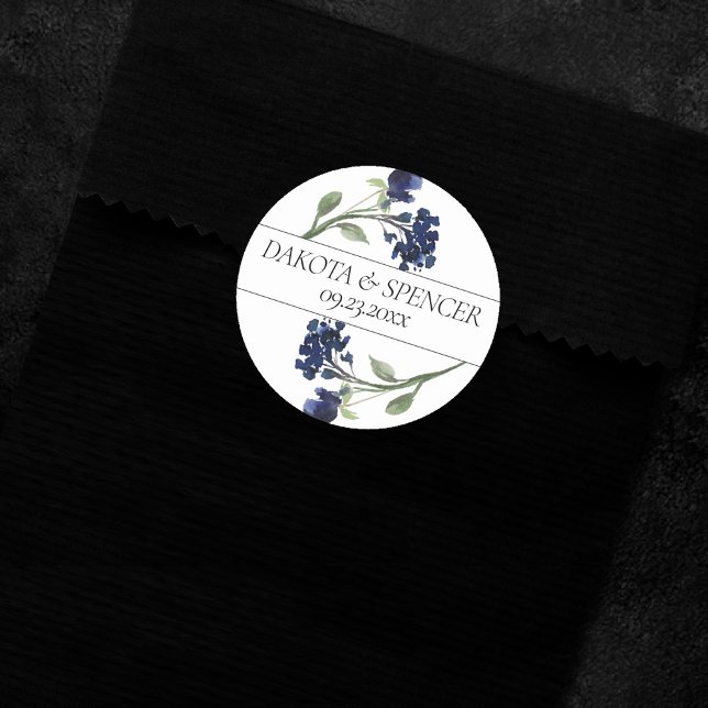 Sticker Rond Fleur sauvage | Bleu classique Fleur de Jardin Boh (Créateur téléchargé)