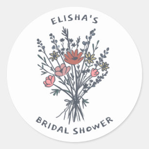 Sticker Rond Fleur sauvage Bouquet Rustique Whimsical Fête des 