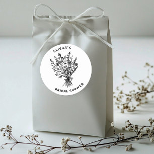 Sticker Rond Fleur sauvage Bouquet Rustique Whimsical Fête des 