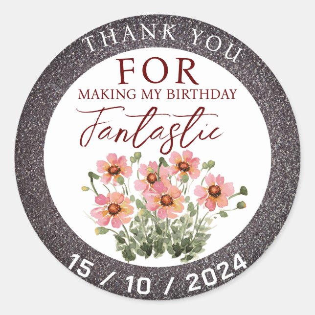 Sticker Rond Fleur sauvage d'anniversaire (Devant)
