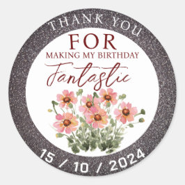 Sticker Rond Fleur sauvage d'anniversaire