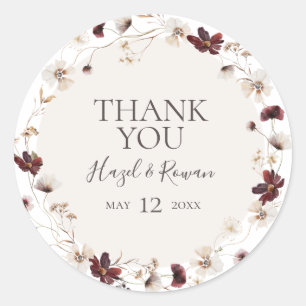Sticker Rond Fleur sauvage de Cuivre Bourgogne Merci Favor