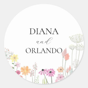 Sticker Rond Fleur sauvage de printemps coloré
