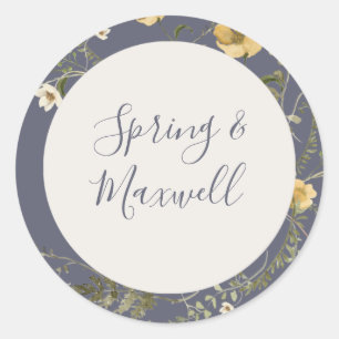 Sticker Rond Fleur sauvage de printemps Dusty Purple Mariage