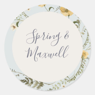 Sticker Rond Fleur sauvage de printemps Mariage bleu clair