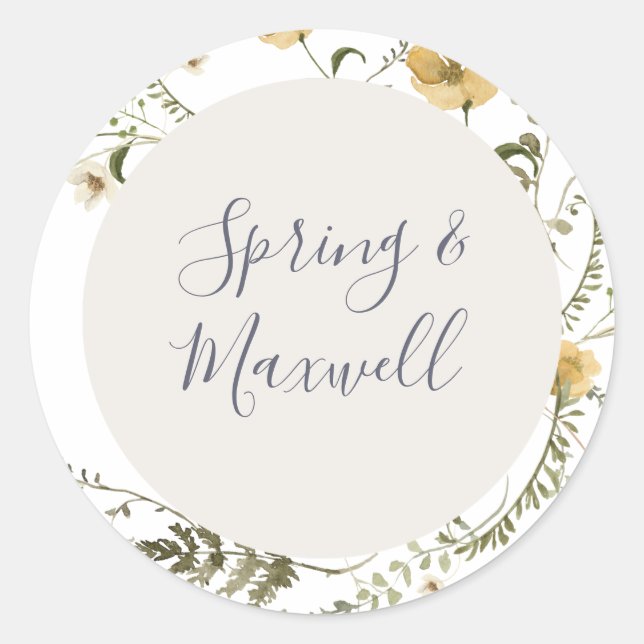 Sticker Rond Fleur sauvage de printemps | Phoques d'enveloppes  (Devant)