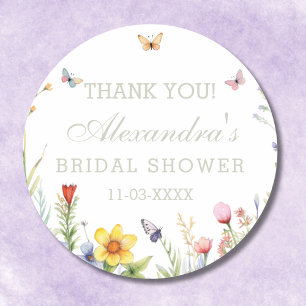 Sticker Rond Fleur sauvage d'été Boho Fête des mariées Merci
