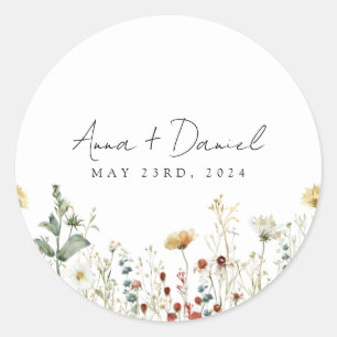 Sticker Rond Fleur sauvage d'été Mariage de terrain