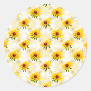 Sticker Rond Fleur sauvage d'été - Yellow Black Eyed Susan Phot