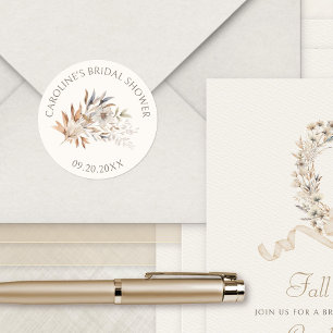 Sticker Rond Fleur sauvage Fête des mariées minimaliste d'autom