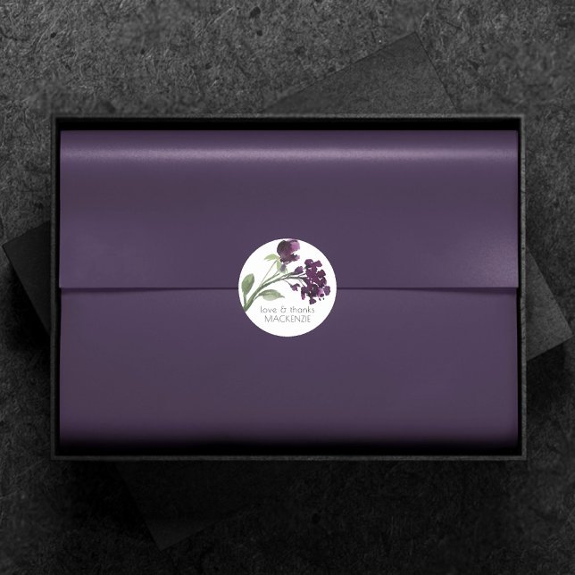 Sticker Rond Fleur sauvage | Fleur de Bohême violette profonde  (Créateur téléchargé)