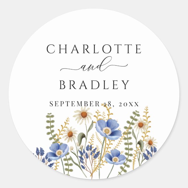 Sticker Rond Fleur sauvage Floral Mariage (Devant)
